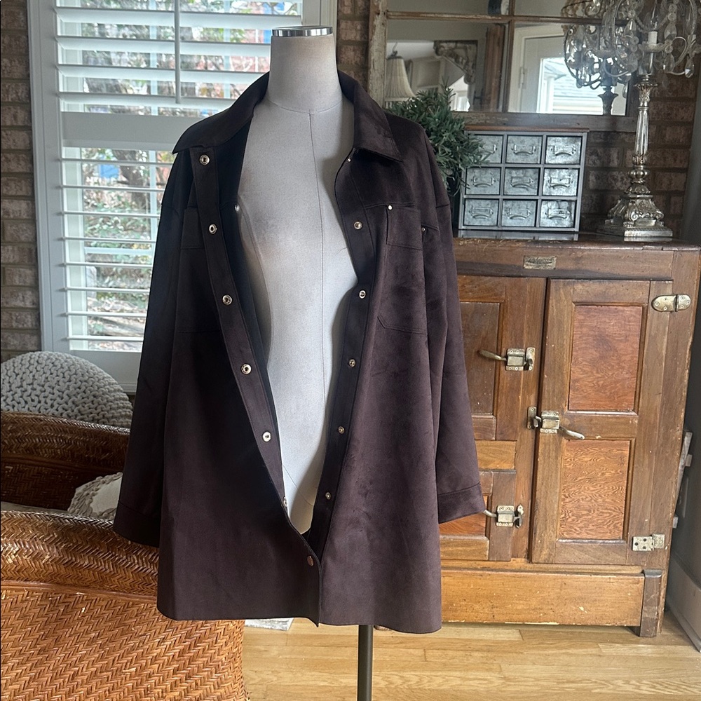 TORRID FAUX SUEDE JACKET JAVA BUTTON 2X NEW STRET… - image 5